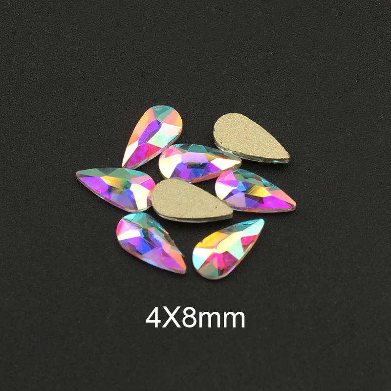 패션 크리스탈 AB 30 개/몫 3D 네일 아트 긴 물 드롭 멋진 모양의 다채로운 유리 돌 3D 네일 아트 장식