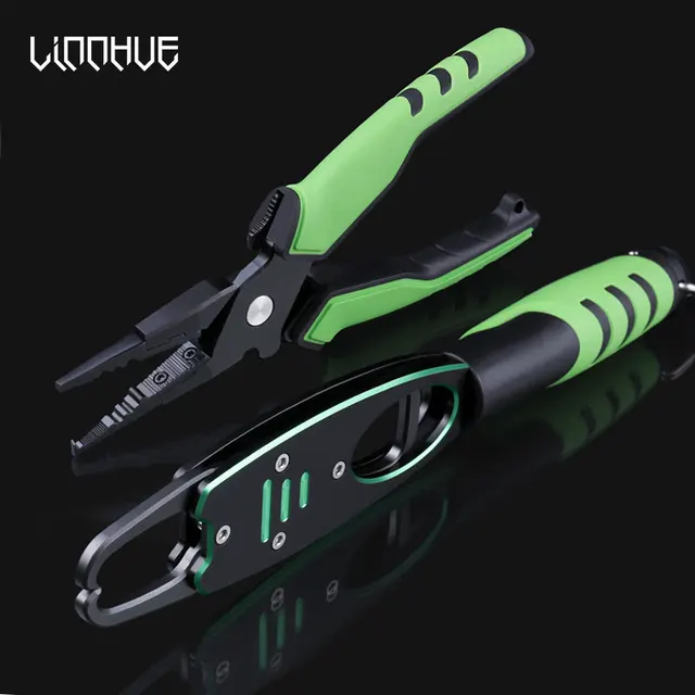 US $12.86 LINNHUE New Aluminum Alloy Fishing Pliers Grip Set Split Ring Cutters Line Hook Recover Fishing Tac