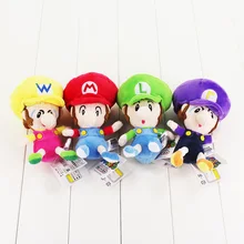 4 Styles Super Mario Bros Plush Toy Baby Mario Luigi Wario Waluigi Soft Stuffed Dolls for Children