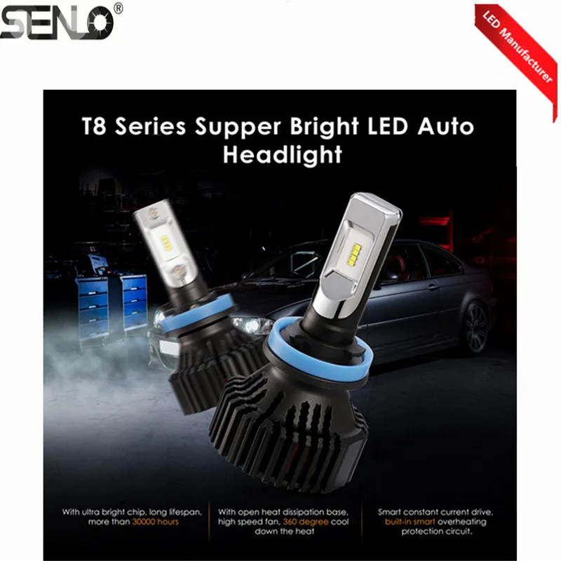 

2 Pcs 60Watt 8000LM T8 LED Headlights Auto Lighting System H1 H3 H4 H7 H11 9005 LED Car Head Lights Kit For Car And Motorcycles