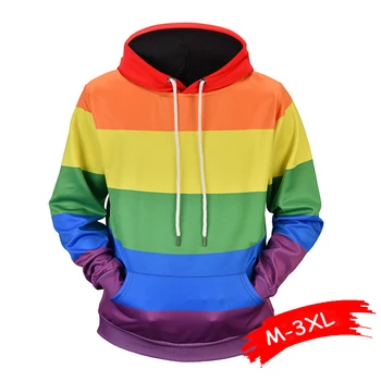 

Fashion Rainbow Stripes Printed Sweatshirt Hoodies Men Women Streetwear Hoodie Couple Wear Autumn Winter Long Sleeve Tracksuit