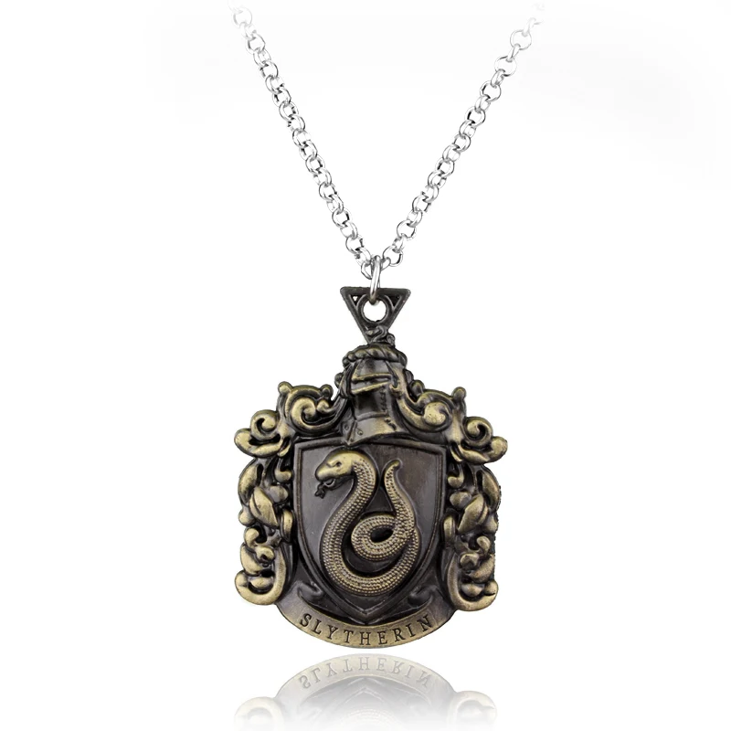 

Hogwarts School Gryffindor Slytherin Ravenclaw Hufflepuff Symbol Metal Pendant Necklace Chain Jewelry for Fans Gift