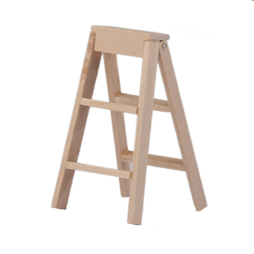 Buy 112 Dollhouse Miniature Furniture Wooden Ladder Classic Pretend Furniture