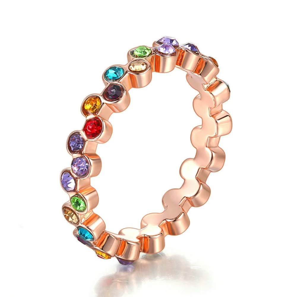 

New Sale Brand TracysWing Rings for women Genuine Austria Crystal Copper Gold Color Fashion ring #RG95241