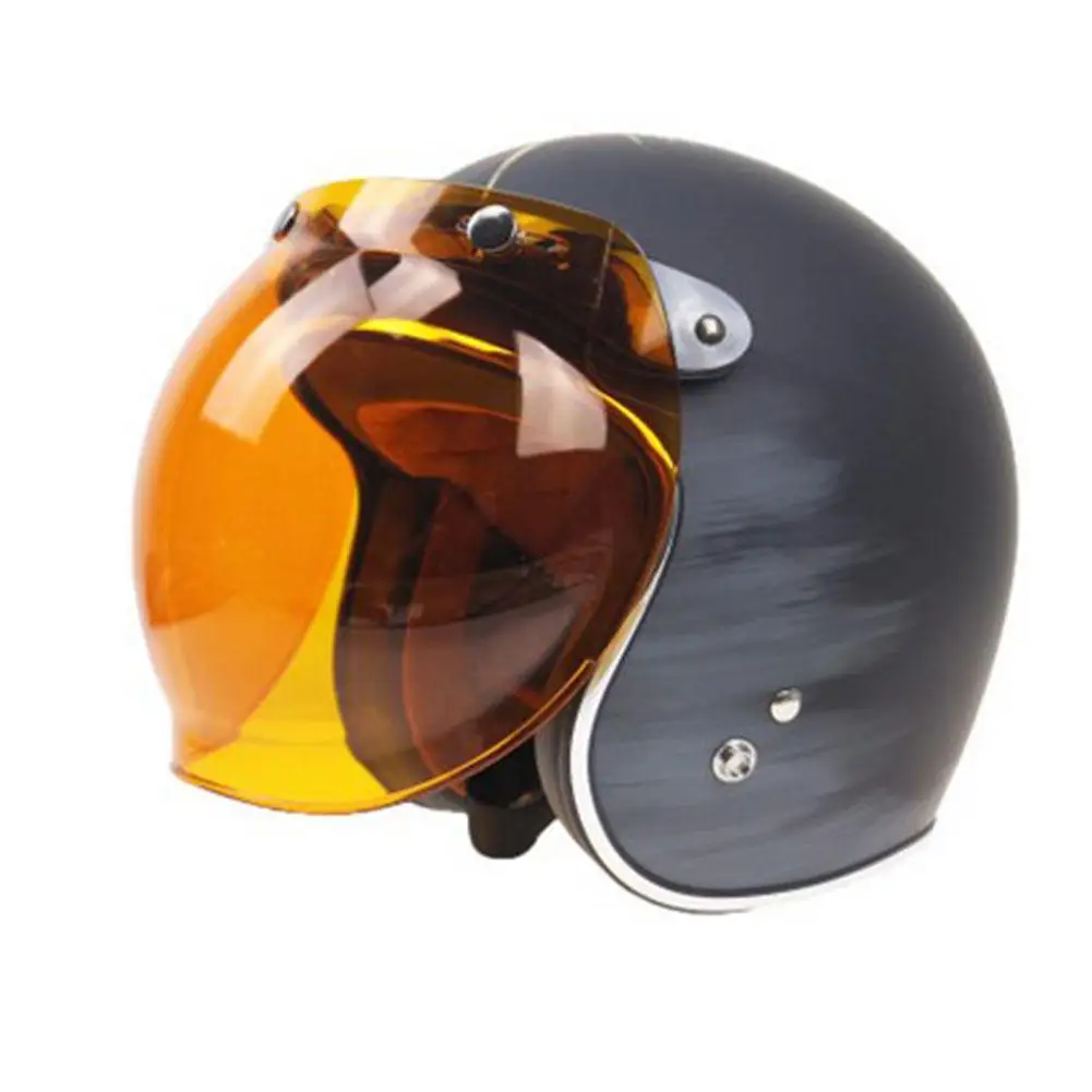 

Motorcycle Flip Down Retro Helmet Wind Bubble Shield Full Face Mirror Lens +Base
