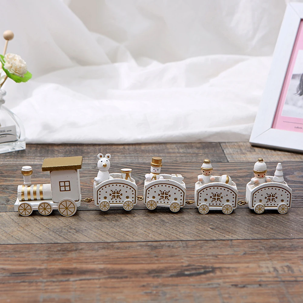 Christmas Decoration Wooden Train Creative Wood Products Home Decorations Holiday Children Small Gifts Indoor Toys 19185 - Цвет: Белый