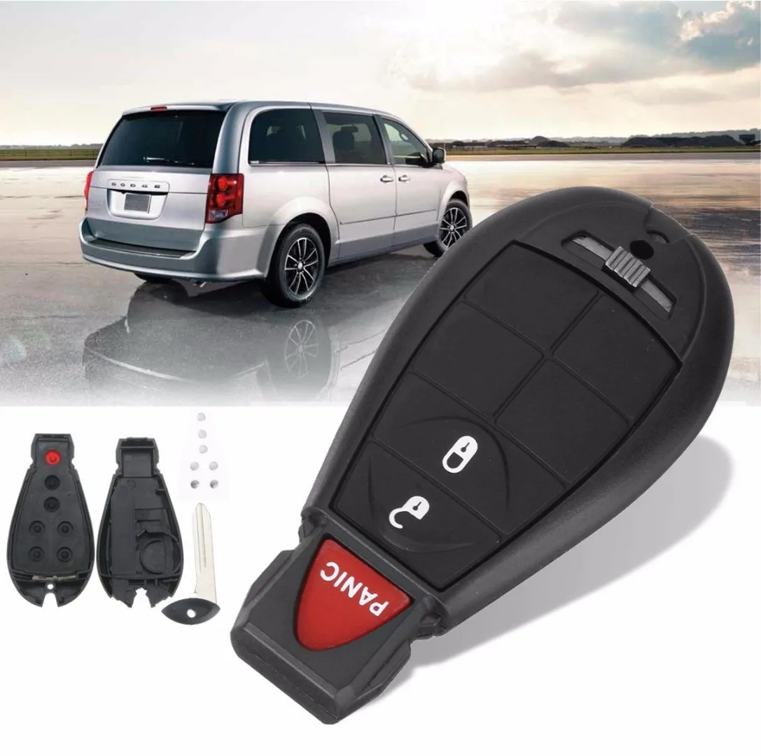 Black 3Button Remote Key Fob Case+Blade For Dodge Grand Caravan Journey 08-14