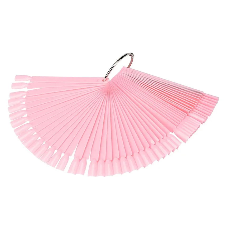 

50 PCS False Nail Art Fan Board Tips Stick Foldable Display Practice H30427