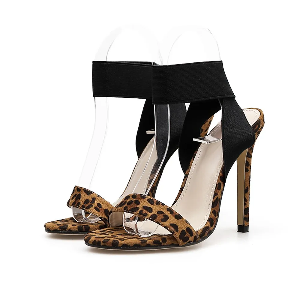 

SAGACE 2018 New Spring/Autumn Women Shoes Fashion Sexy Pumps Shoes Leopard Cross Straps With High Heels Pointed Cool Shoes No29