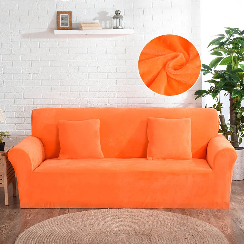 Чехлов диван ткань плюшевая 1/2/3/4 местный диван Чехол толстые диван охватывает эластичный мебель чехол Рождество принципиально диван 1 шт - Цвет: Orange