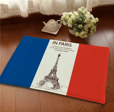 Американский/Германия/Англия/Канада Форма флага автомобильный коврик, напольный ковер для ванной комнаты фланелевый Противоскользящий пользовательский дверной коврик для гостиной - Цвет: Paris Eiffel Tower