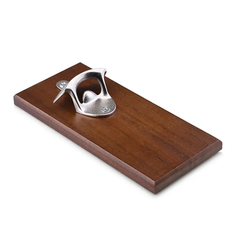 

Magnetic Wine Bottle Opener Beech Wood Wall Mounted Cap Beer Openers Vintage Fridge Sticker Kitchen Tools