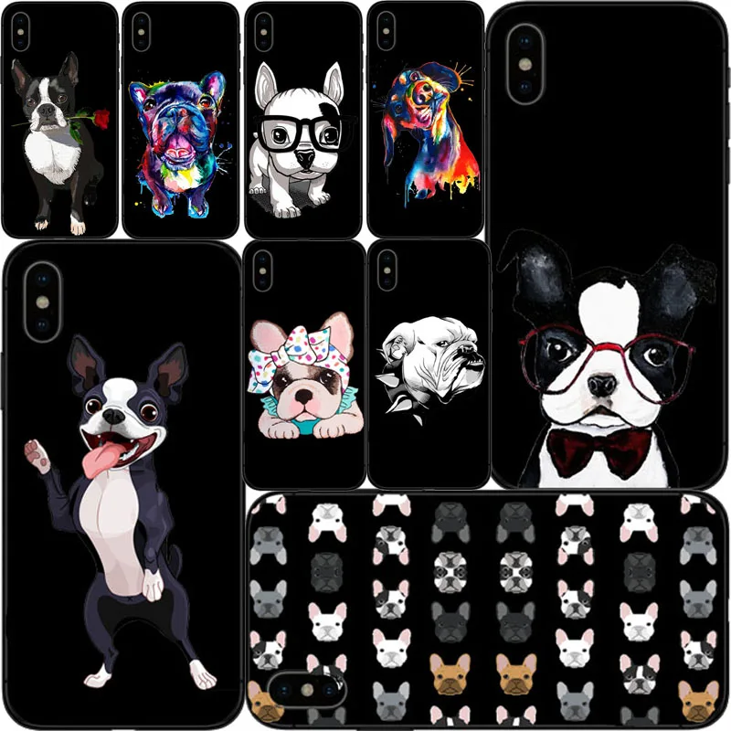 Силиконовые чехлы Suave для iphone X XR XS11Pro MAX 8 7 Boston Terrier Dog Rose|Сумки телефона| |
