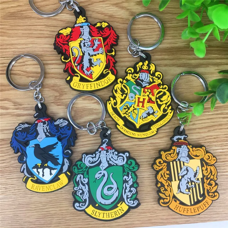 

Hermione Keychain Toys Gryffindor Emblem Toys Keychain Ravenclaw Hogwarts Hufflepuff Keyring Draco Slytherin Double Side Key