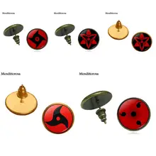 Mendittorosa Eyes Naruto, стеклянные хрустальные бронзовые/серебряные/Золотые серьги-гвоздики с зажимом для ушей, круглые очаровательные подарочные украшения для мальчиков