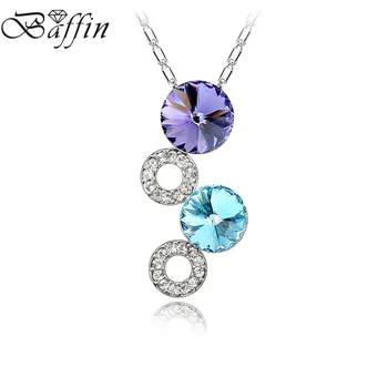 

BAFFIN Cute Genuine Crystals From SWAROVSKI Round Circles Pendant Necklace Best Gift For Friend Women Silver Color Jewelry 2017