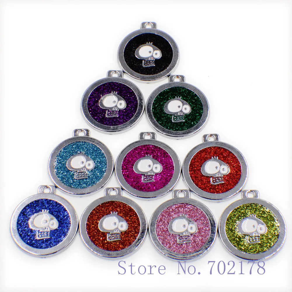 wholesale 10pcs mix color skull bling pendant hang charms dangle charms