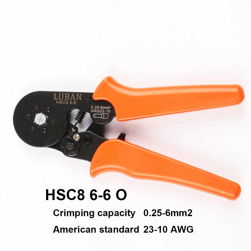 HSC8 6 0 25 мм 23 10AWG шестигранные 4A Четырехсторонние трубчатые обжимные клеммы клещи