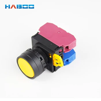 

10pcs/lot HQ22mm push button switch various color latching switch flat head 1NO 600V10A