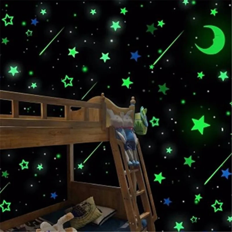 20 шт. светящиеся светится в темноте звезды лунные стикеры вечерние домашний декор настенные наклейки 3D наклейки для детей Детская комната спальня потолок