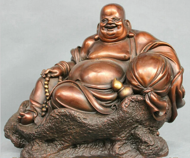 ZSR917+++ 13'' China Pure Bronze Big Fat Laughing Buddha Maitreya