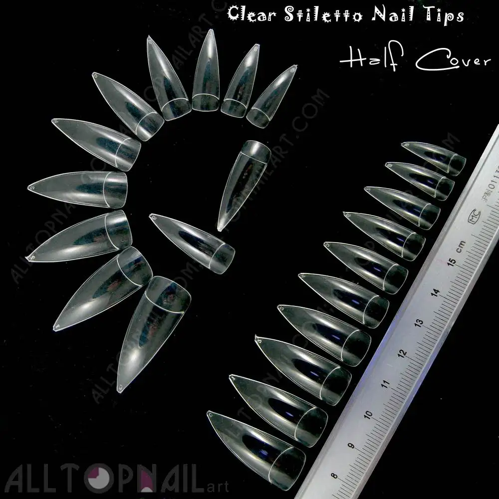 Free Shipping Stiletto False Nail Tips 100x Clear French Half Cover