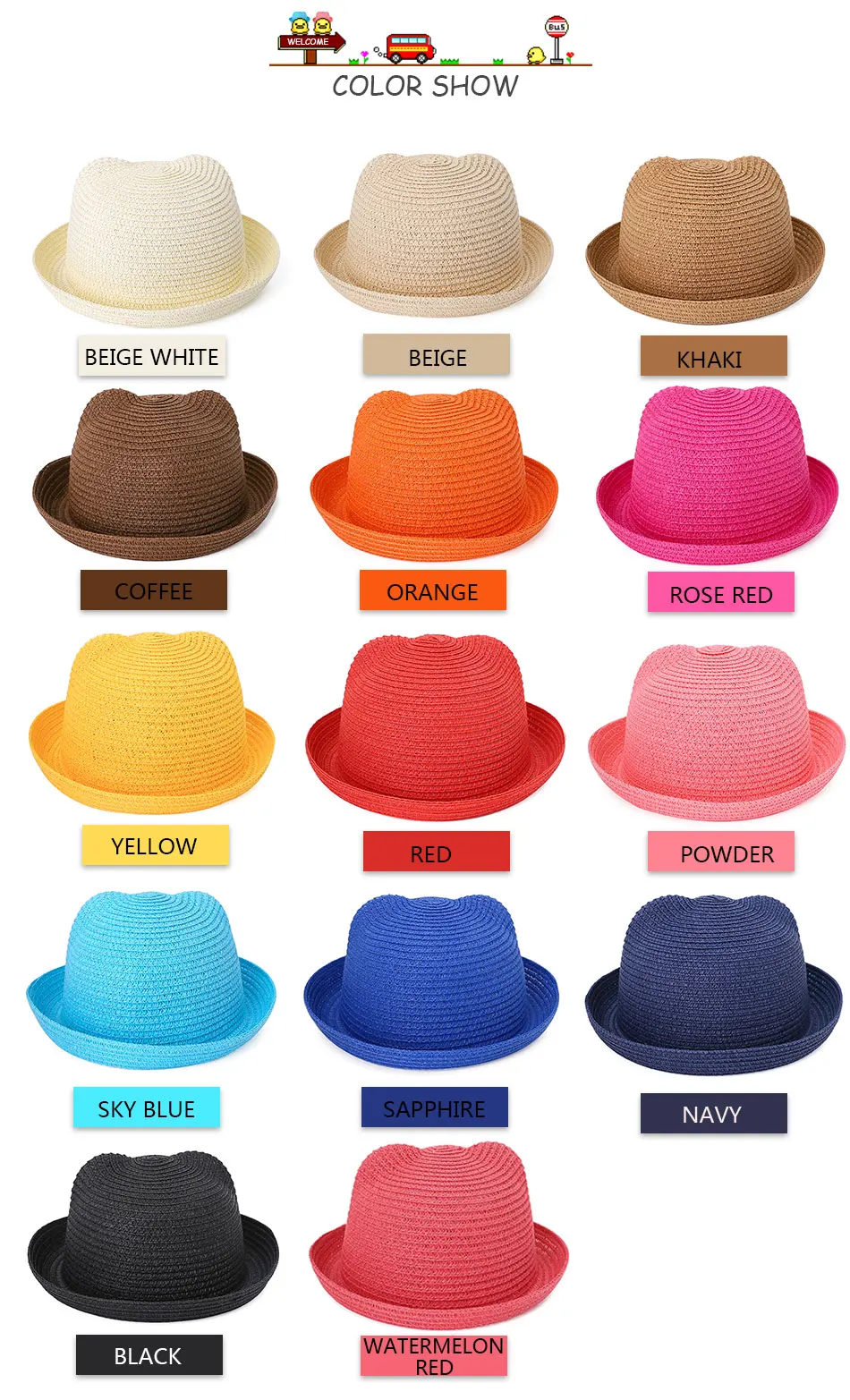 REAKIDS/Детская кепка; соломенная шляпа для девочек; милая пляжная кепка; детская шляпа с ушами; детская летняя кепка для девочек и мальчиков; Панама для маленьких мальчиков