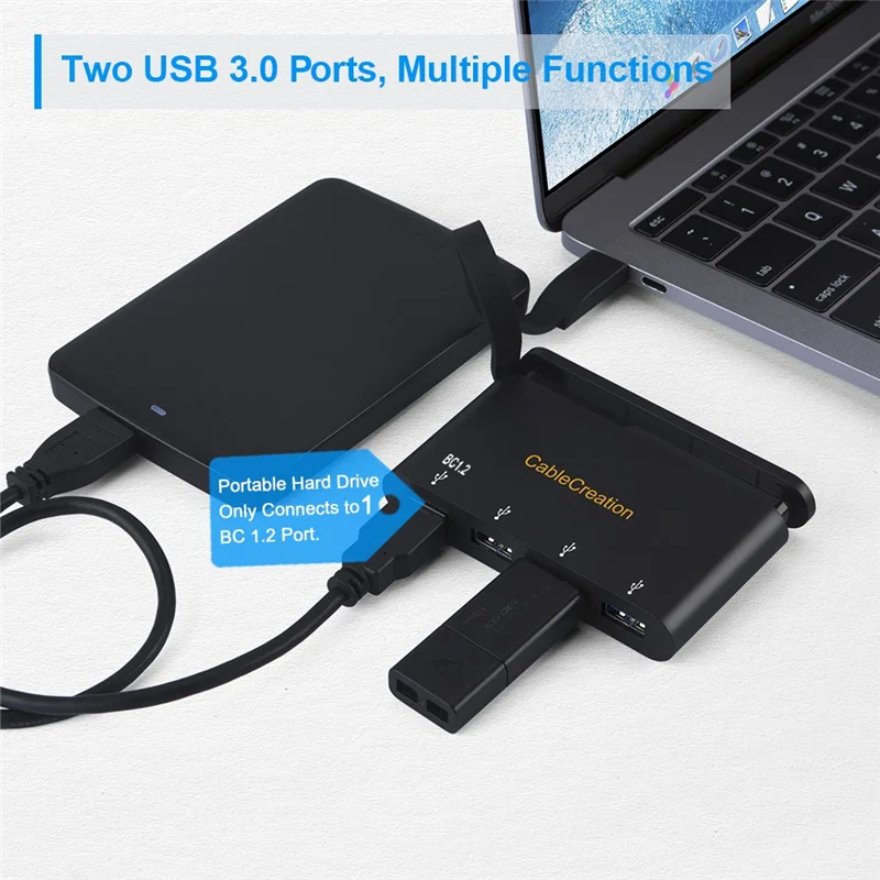 Type C до 2 USB 3,0+ 2 USB-C передачи данных и PD зарядный адаптер, Совместимость с Thunderbolt 3, поддержка OTG