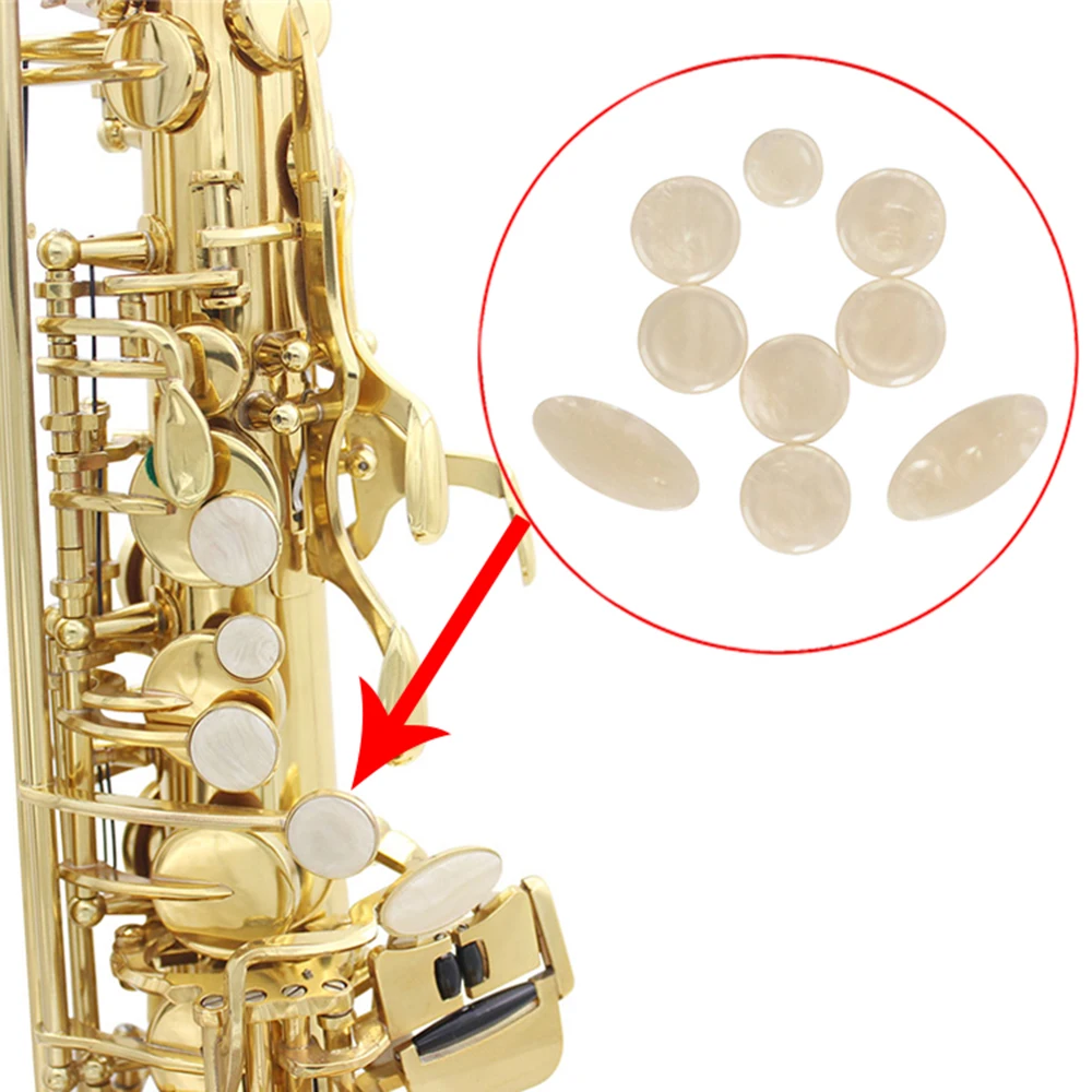 9pcs White Mother of Pearl Shell Key Button Inlays for Tenor/ Alto/ Soprano Sax Saxophone For Parts Accessories | Спорт и