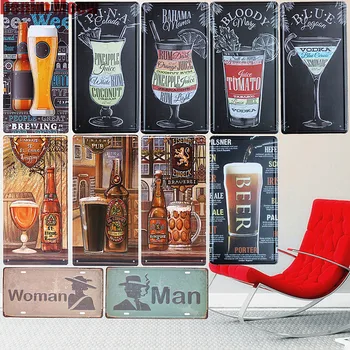 

30X15CM Vintage BEER Metal Tin Signs Decorative Beer Plates Retro ART Poster Metal Painting For Bar Cafe Home Wall Decor N056