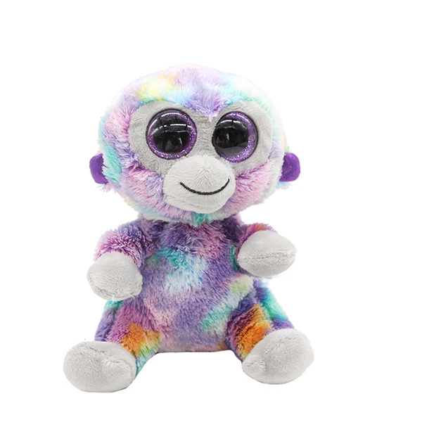 Ty Beanie Boos Big Eyes 6" 15cm Colorful Purple Monkeys Plush Animal
