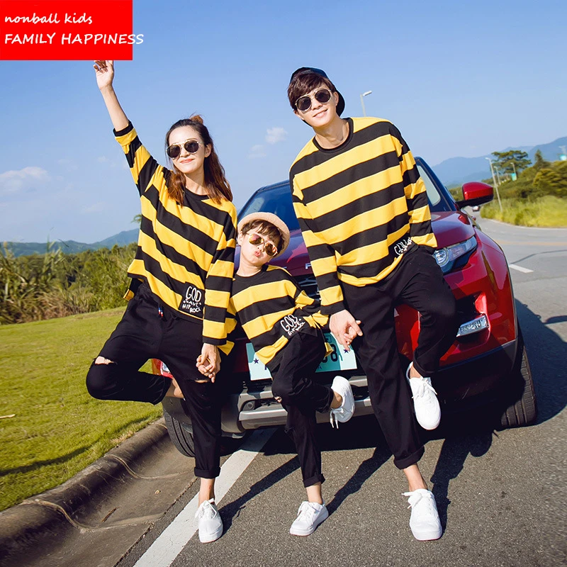 

Family clothing t-shirts striped family matching clothes mother and daughter clothes mother son outfits father son matching