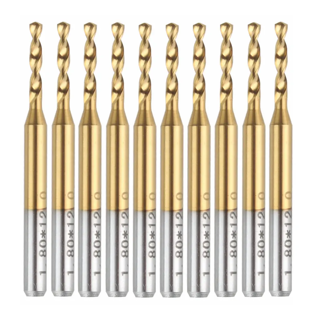 10x Titanium Nitride Coated Carbide PCB CNC Drill Bits Router 1.8mmin