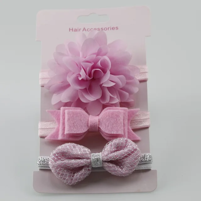 3Pcs Baby Elastic flower headband Headbands Hair Girls Bebe Bowknot Hairband Toddler Infants accessories set photography props purple red