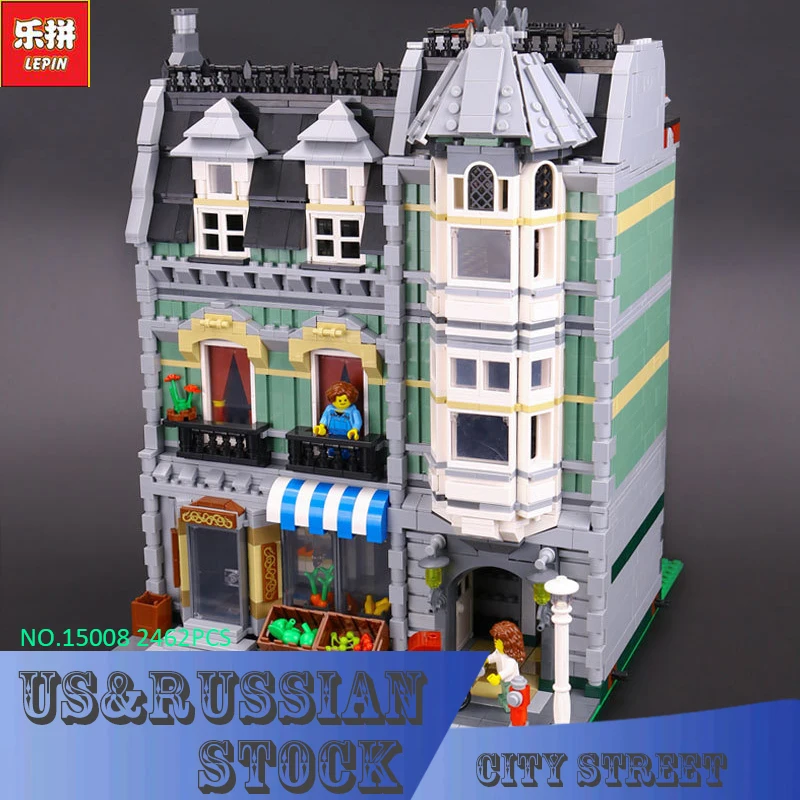 

LEPIN 15008 2462Pcs Genuine New City Street Green Grocer Model Building Kit Blocks Bricks Toy Gift Compatible Funny Gift 10185