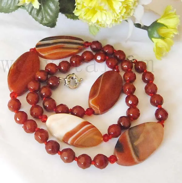 

Round Red Carnelian Faceted 10mm Oval Necklace