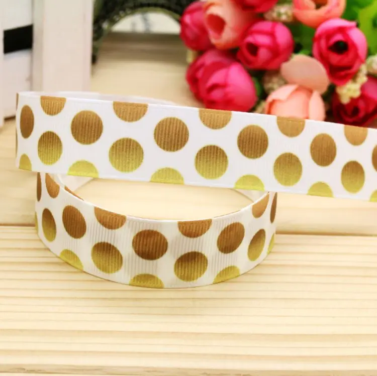 7/8 ''градиент цвета узор в горошек grosgrain лента головной убор бант для волос diy