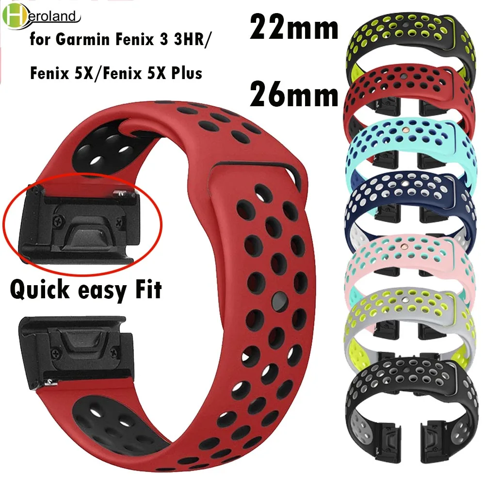 

26mm Silicone smart Watch Band Easy Quick Release Fit Strap for Garmin Fenix 3 3HR/Fenix 5X/Fenix 5X Plus Sport Wrist Band Strap