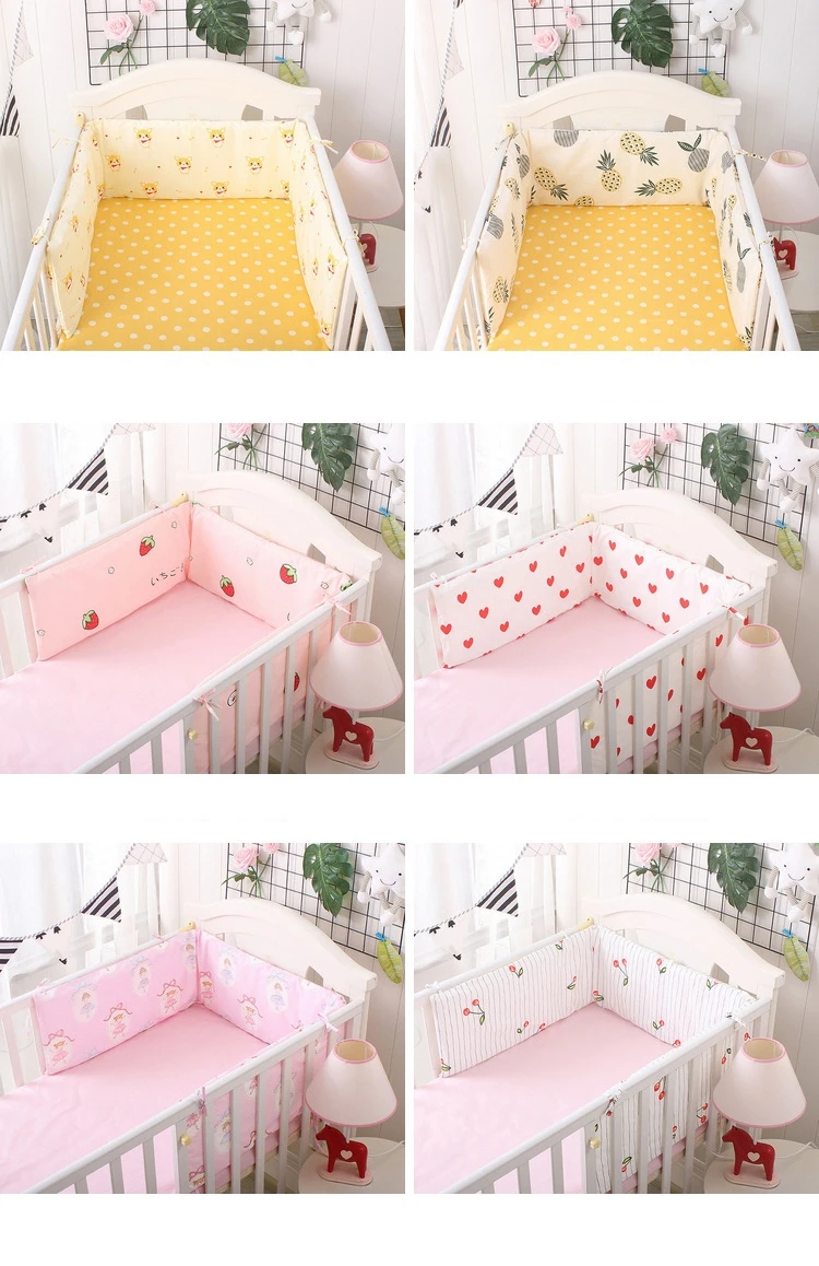 baby bumper crib around protection bedding set 1pc with zip washable breathable for girls boys 100% cotton  (14)