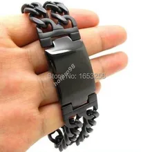 Горячая распродажа украшений черный из нержавеющей стали тяжелый кубинский браслет цепочка ID браслет для мужчин/отца подарки 8,66 ''22 мм