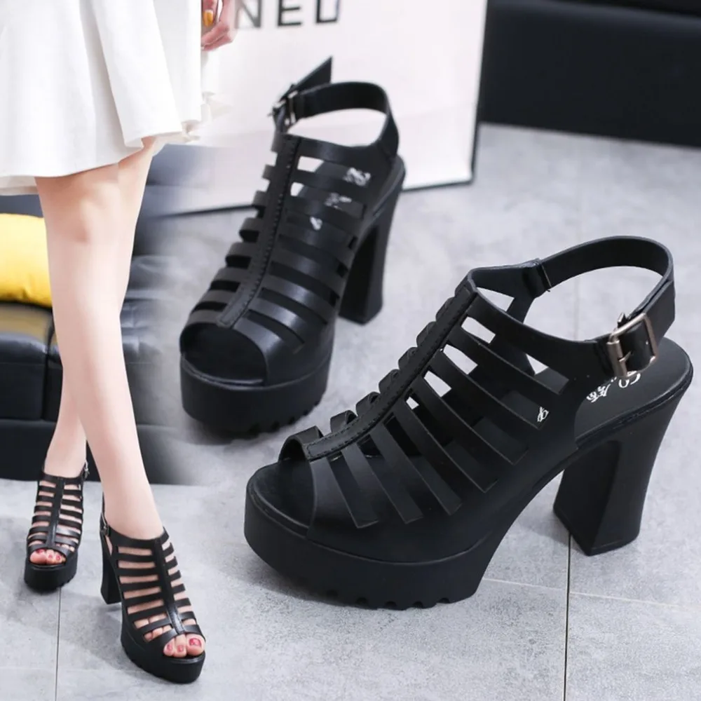

Fashion Women Platform Sandals Gladiator High Heels Strap Pumps Buckle Strap Shoes Summer Ladies Shoes sandalias plataforma