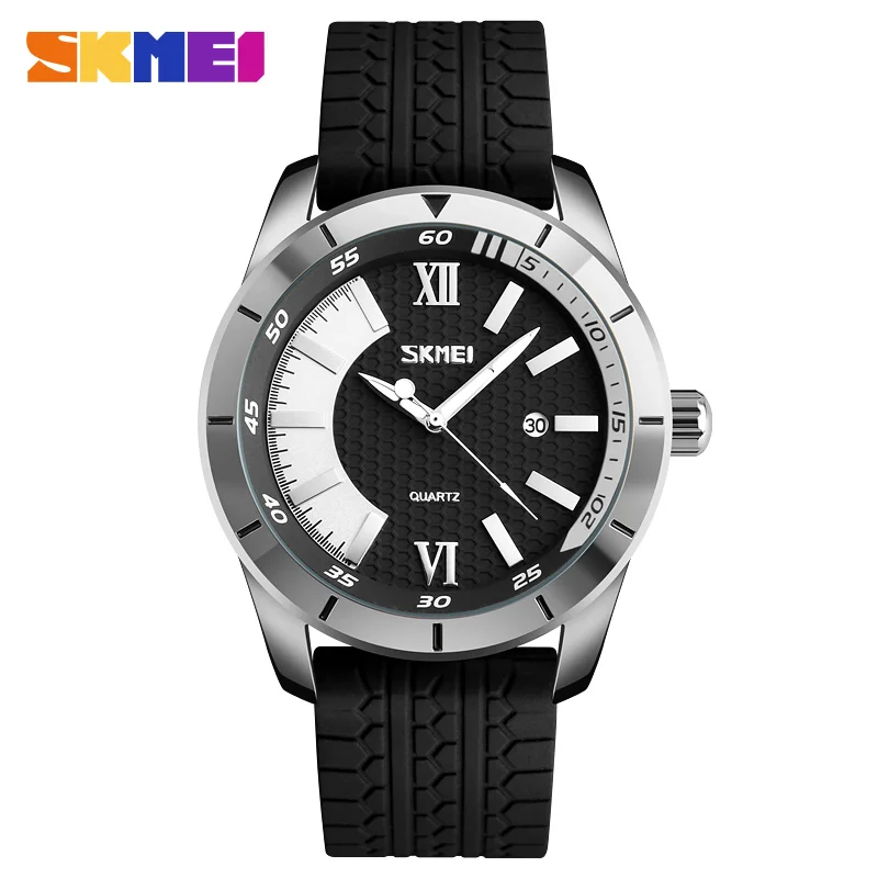 

SKMEI Men Quartz Watch 30M Waterproof Complete Calendar Sport Watches Silicone Strap Fashion Wristwatches Relogio Masculino 9151