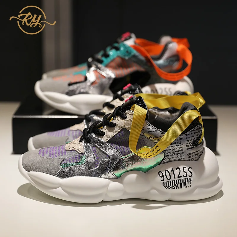 

RY-RELAA sneakers women 2018 summer new platform sneakers fashion shoes woman Genuine Leather casual shoes Breathable women shoe