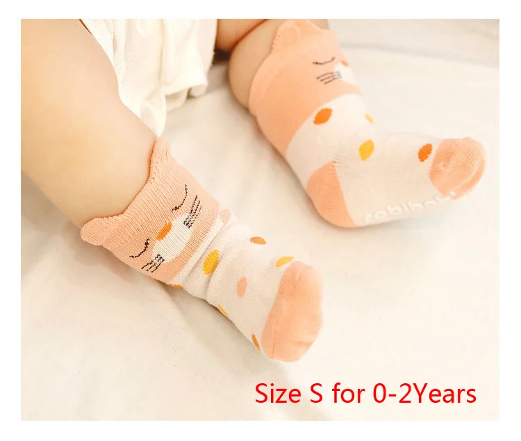 Хлопковые носки для малышей от 0 до 4 лет носки-тапочки милые Нескользящие носки с рисунками животных для маленьких мальчиков и девочек носки для маленьких детей CSO210 - Цвет: Pink S