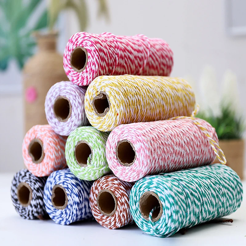 

100 Metres 1.5mm Two-Color Cotton Cord Yarn Hand-Woven Home Decor DIY Craft For Apparel Sewing Fabric Cotton Rope