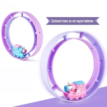 

1 Pcs Track Rolling circle Cartoon Train Toy ehicles Circle Cartoon Train Toy On the chain Clockwork Toy Roll Ring Toys Railway
