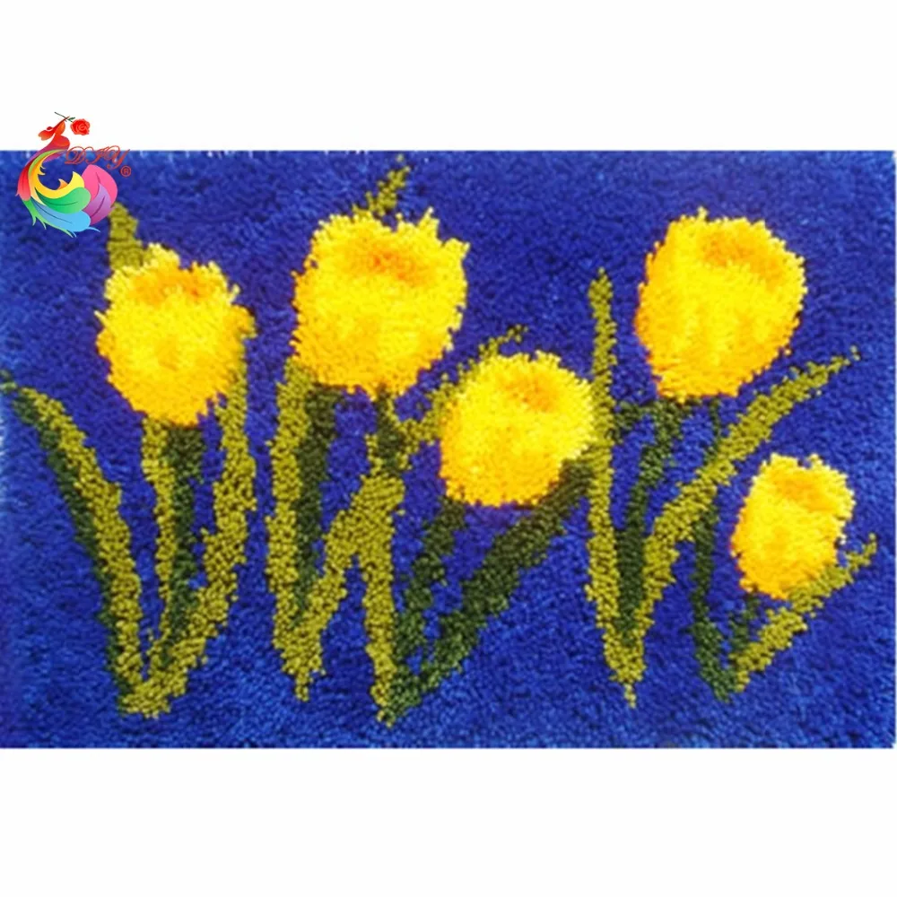 Latch hook rug kits Sleeping Fox crochet hooks Carpet embroidery Stitch threads Kostur hobby