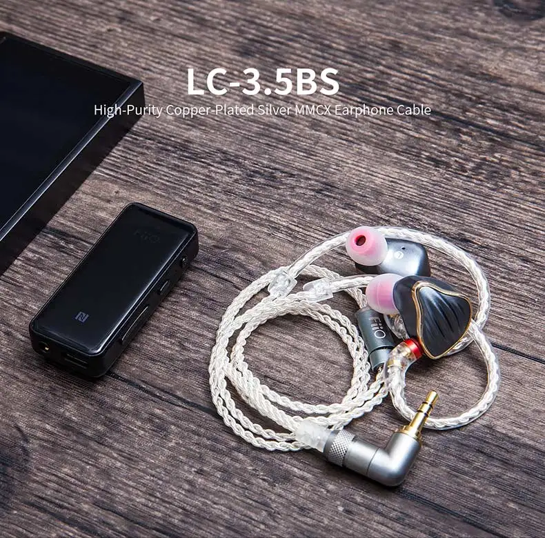 FiiO LC-3.5BS короткий кабель высокой чистоты с медным покрытием серебряный стандарт MMCX 3,5 мм разъем для наушников Shure/Westone/JVC/FiiO