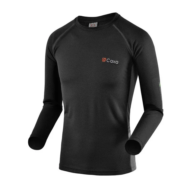 CAXA быстросохнущая дышащая футболка с защитой от катышков уличная спортивная одежда мужская армейская Военная Беговая походная футболка с длинными рукавами - Цвет: Черный