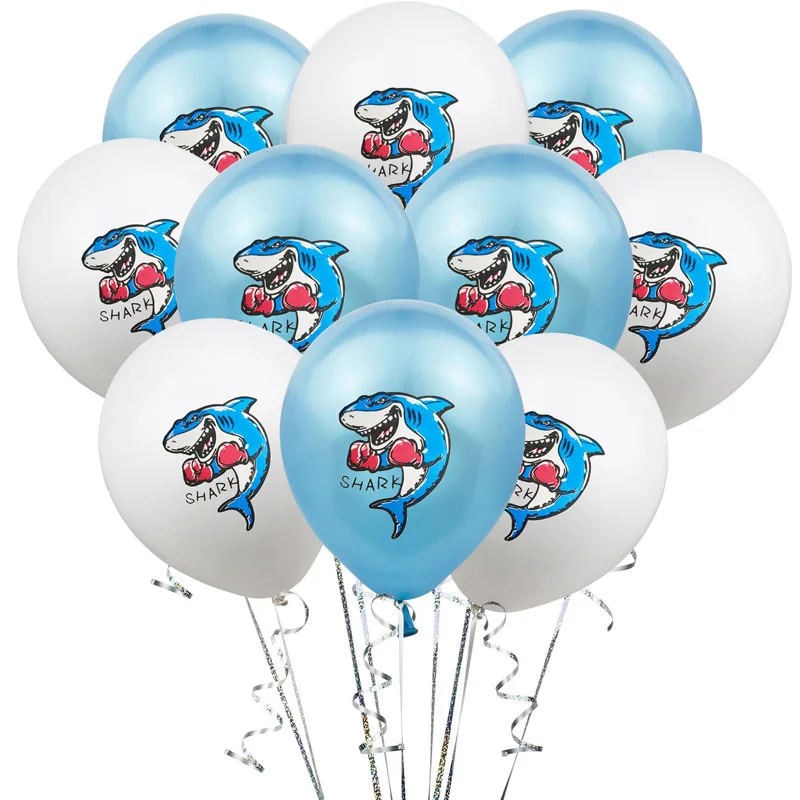 

12Inch white Blue Shark Latex Balloons Baby Shower Birthday Party Decoration Confetti Balloon Marine Theme Party Supplies